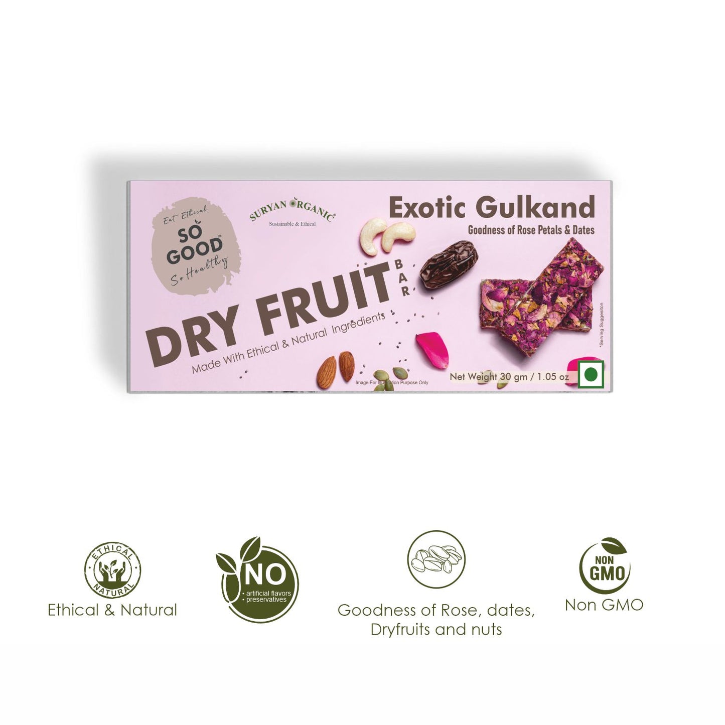 Exotic Gulkand Dry Fruit Bar 30gm