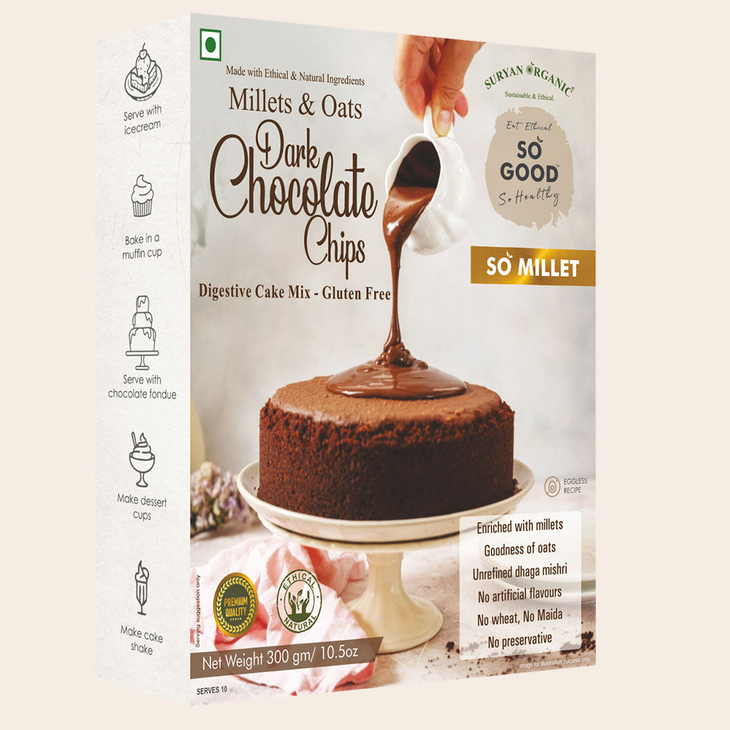 Cake Mix - Millets & Oats Dark Chocolate Chips Mix 300gm