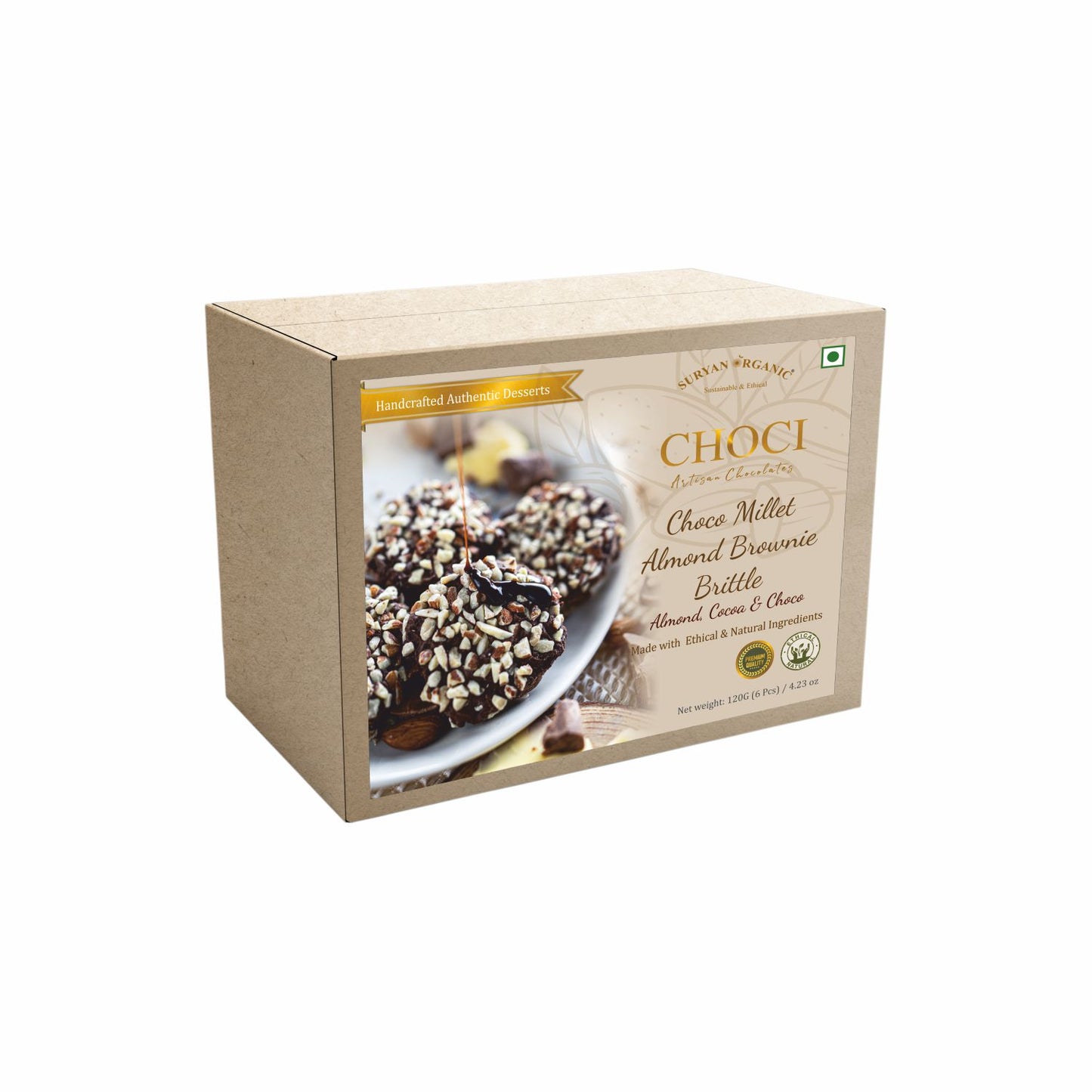 Choco Millet Almond Brownie Brittle 120gm(6 Pcs)
